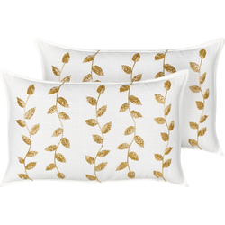NERIUM - Sierkussen set van 2 - Wit/Goud - 30 x 50 cm - Katoen