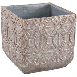 PTMD Jenah Bloempot - 40 x 40 x 40 cm - Cement - Bruin