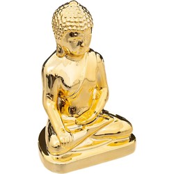 Atmosphera Home deco Boeddha beeld - goud kleurig - 16 x 25 cm - voor binnen - Beeldjes