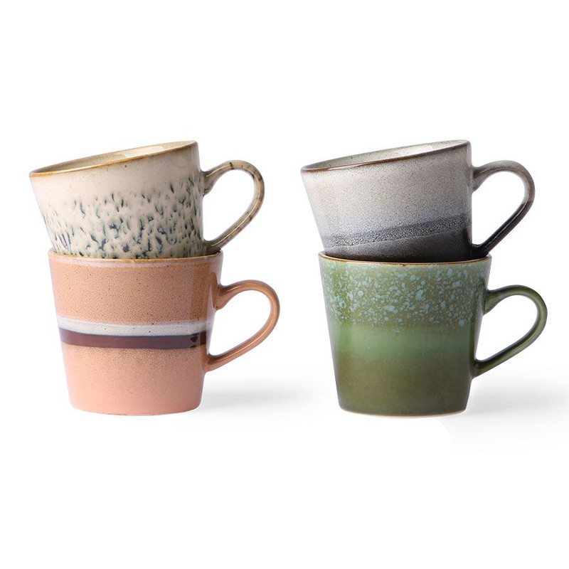 HKliving 70's ceramic cappuccino mugs 300 ML (set of 4) - 
