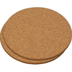 Kesper ronde pannen onderzetters - 2x - van kurk - D20 cm - 1 cm dik - Panonderzetters