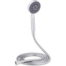 Berilo doucheslang en douchekop met 1 stand - 200 cm - universele aansluiting - zilver/zwart - Doucheslangen