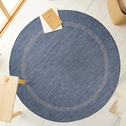 Relax Uni Binnen en Buiten - Rond Vloerkleed - Indoor & Outdoor - Laagpolig Effen - Blauw- 120 CM ROND