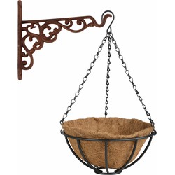 Hanging basket 25 cm met ijzeren muurhaak en kokos inlegvel - Plantenbakken