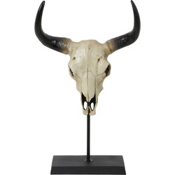 Ornament SKULL buffel - Wit Zwart - M