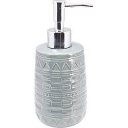 Luxury houseware Zeeppompje/dispenser - 2x - grijs - keramiek - 21 cm - Zeeppompjes