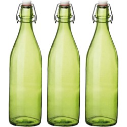 Bormioli rocco set van 8x stuks weckflessen groen beugeldop glas van 1 liter - Weckpotten