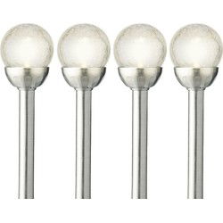 Lumineo LED tuinlampjes instekers - 4x - solar - ronde bol - 30 cm - Prikspotjes