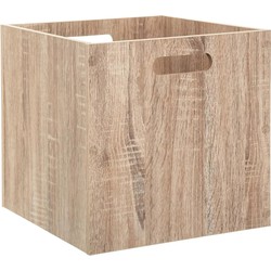 Opbergmand/kastmand 29 liter bruin/naturel van hout 31 x 31 x 31 cm - Opbergkisten