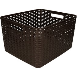 Plasticforte Opbergmand - Kastmand - rotan kunststof - donkerbruin - 28 Liter - 34 x 40 x 23 cm - Opbergmanden