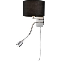Moderne Wandlamp Met Leeslamp Hotel - Metaal - Zwart