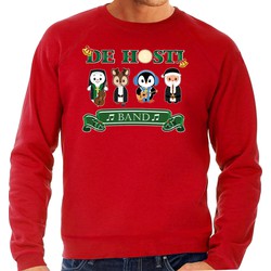 Bellatio Decorations Foute Kersttrui/sweater heren - de hosti band - rood - kerstmuziek - band 2XL - kerst truien