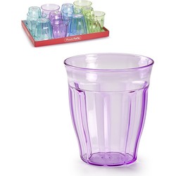 Set van 24x stuks Sap/water glazen gekleurd 250 ml van plastic - Drinkglazen