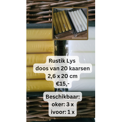 Rustik Lys - Dinerkaars 2,6 x 20 cm Ivoor - doos van 20 stuks