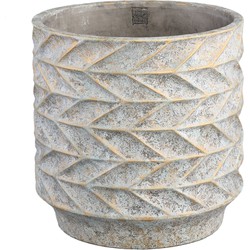 PTMD Roah Blue cement pot carved round big L