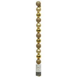 Decoris mini kerstballen - 14x st - goud - 3 cm - kunststof - Kerstbal