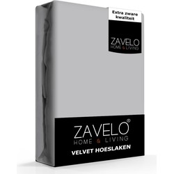 Zavelo Flanel Velvet Hoeslaken Grijs-2-persoons (140x200 cm)