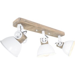 Mexlite - spot - Gearwood - wit - metaal rubber wood - opbouwspot - E27 - 2133W