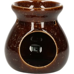 Ideas4seasons Geurbrander - amberblokjes/geurolie - keramiek - bruin - D10 x H10 cm - Geurbranders