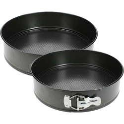 Set van 2 taart bakvormen/springvormen zwart met antiaanbaklaag 24 en 28 cm - Bakringen