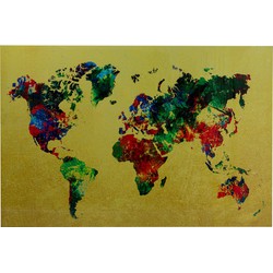 Kare Wandfoto Glass Metallic Colourful Map 150x100cm
