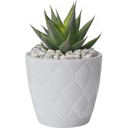 Form Plastic Plantenpot/bloempot New Age - kunststof - ivoor wit - D15 x H14 cm - met schotel - Plantenpotten