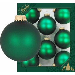 8x Matte velvet groene kerstballen van glas 7 cm - Kerstbal