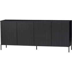 WOOOD Exclusive New Gravure Dressoir - Grenen - Zwart - 85x200x44