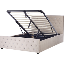 Beliani AMIENS - Tweepersoonsbed-Beige-Fluweel