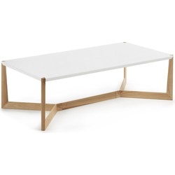 Kave Home - Quatro salontafel wit en essen 120 x 60 cm