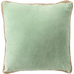 Dutch Decor MANOE - Kussenhoes 45x45 cm - effen kleur - met rand van jute - Cameo Green - lichtgroen - Dutch Decor