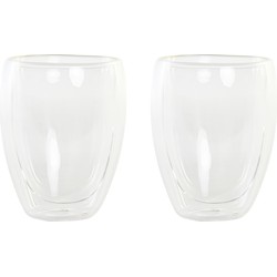 Items koffieglazen/theeglazen dubbelwandig - set 2x - latte macchiato glazen - 350 ml - Koffie- en theeglazen