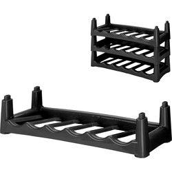Wijnrek/flessenrek - 5x - stapelbaar - zwart - kunststof - 30 flessen - 56 x 25 x 13 cm - Wijnrekken