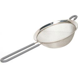 Arte Keuken zeef - zilver - met grijs handvat - 33 x 14 cm - RVS - Keukenzeefjes