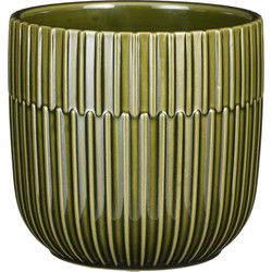 Mica Decorations - Plantenpot - groen - stripes - D14 x H13 cm - Plantenpotten