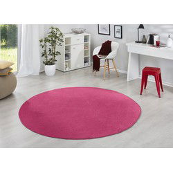Rond Uni Laagpolig Effen Vloerkleed - Fancy - Roze / Pink - 133cm rond Ø
