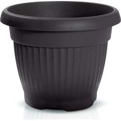 Prosperplast Plantenpot/bloempot Roma Garden - buiten/binnen - kunststof - antraciet - D25 x H25 cm - Plantenpotten