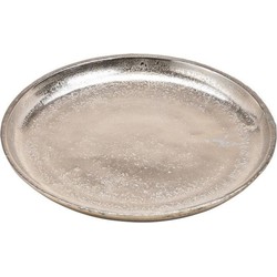 Decoratief aluminium rond dienblad zilver 25 cm - Kaarsenplateaus