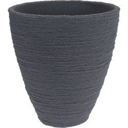 Pro Garden Plantenpot/bloempot Ribbed - Tuin - stevig kunststof - grijs - D40 x H42 cm - Plantenpotten