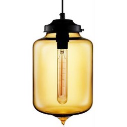 Groenovatie Amber Glazen Design Hanglamp, ⌀18x27cm, Zwart