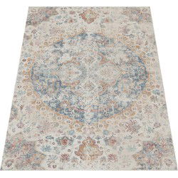 Binnen & Buitenkleed Torana - Vintage Design - Creme / Blauw - 240x330 cm