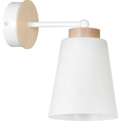 Linkoping witte wandlamp met hout metaal 1x E27