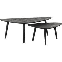 LABEL51 Salontafel Set Rock - Zwart - Mangohout - 110 cm