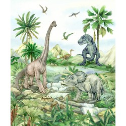 Sanders & Sanders fotobehang dinosaurussen groen - 2,25 x 2,7 m - 601203