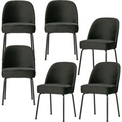 BePureHome eetkamerstoelen Vogue - Fluweel Zwart - Set van 6