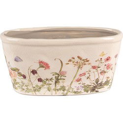 Clayre & Eef Bloempot  23x10x11 cm Roze Beige Keramiek Ovaal Bloemen Bloempot binnen