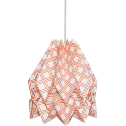 Origami hanglamp - Papier -  Ø 30 cm - Roze met witte print - Koordset wit