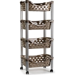 Plasticforte Trolley op wieltjes - 4-laags - bruin - kunststof - 88cm - Opberg trolley