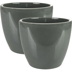 Ter Steege Bloempot - 2x - antraciet - Scandinavisch - 15 x 12 cm - Plantenpotten