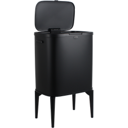 Luzzo® New York Push Prullenbak Afvalscheiding 2 Vakken - Afvalscheidingsprullenbak 18 ltr - Zwart